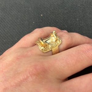 Solid 14k gold saddle ring open to offers